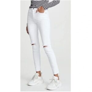 Current Elliott white ripped skinny jeans